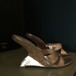 Charles Jourdan, Size 8, Silver slip on shoes